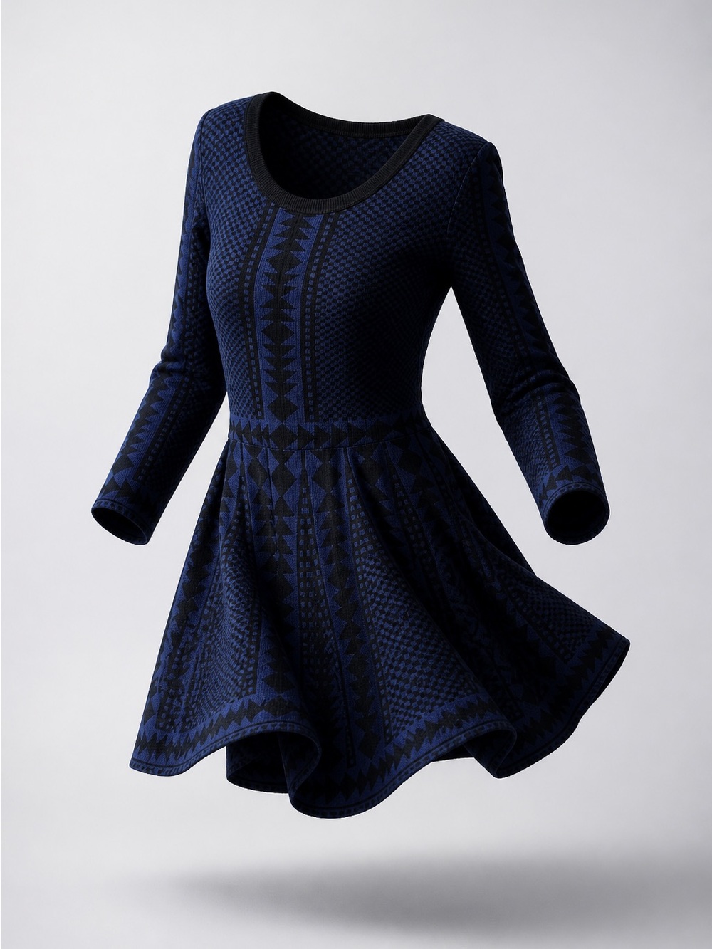 NWT Nina Leonard Womens Sweater Dress Black Ribbed Knit Long Sleeved Size Medium